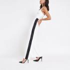 River Island Womens White V Neck Contrast Tape Side Jumpsuit