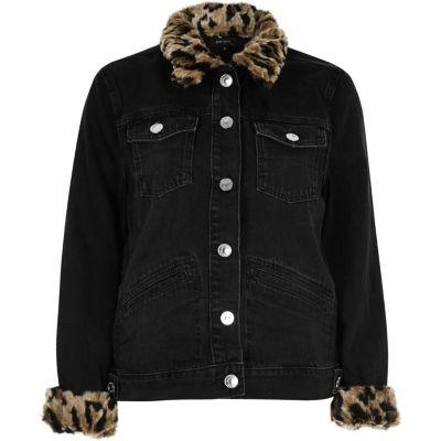 River Island Womens Faux Fur Trim Denim Jacket