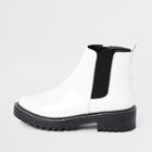 River Island Womens White Chunky Patent Ankle Boots