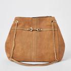 River Island Womens Dark Suede Leather Snaffle Slouch Bag