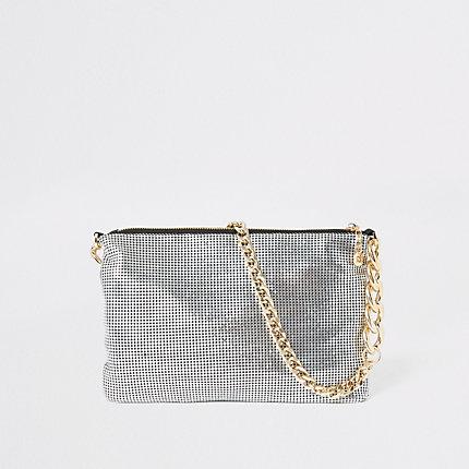 River Island Womens Silver Chainmail Underarm Bag