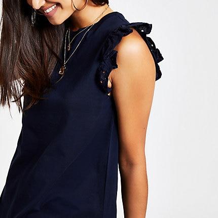 River Island Womens Broderie Frill Tank Top