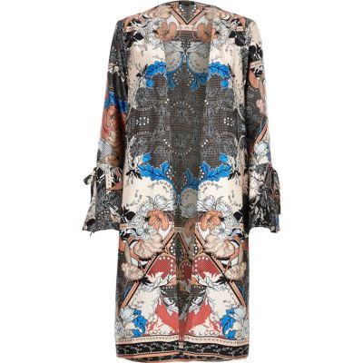 River Island Womens Scarf Print Tie Cuff Kimono