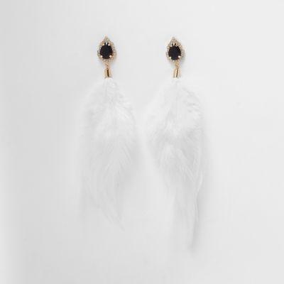 River Island Womens Jewel Stud Feather Earrings