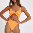 River Island Womens Textured Knot Front Swimsuit