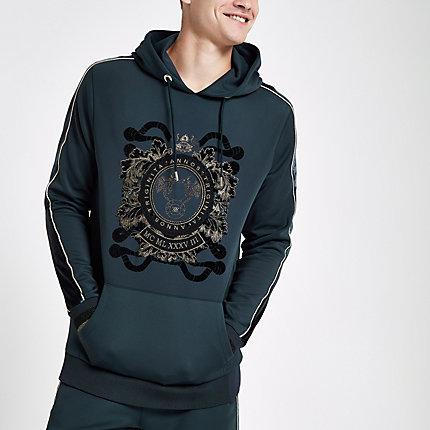 River Island Mens Ri 30 Slim Fit Embroidered Hoodie