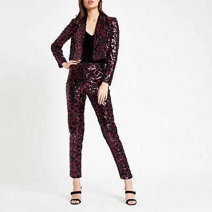 River Island Womens Sequin Print Cigarette Trousers
