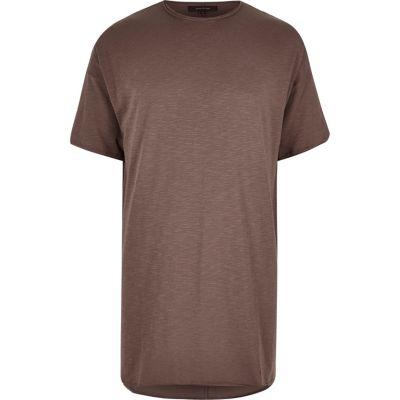 River Island Mensmauve Extreme Longline T-shirt