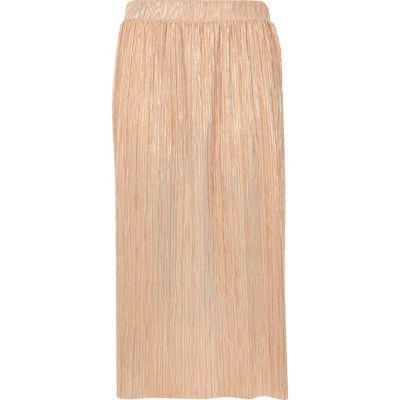 River Island Womens Metallic Pleated Midi Skirt