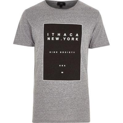 River Island Mens Marl 'new York' Box Print T-shirt