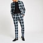 River Island Mens Plaid Skinny Fit Suit Pants