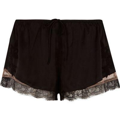 River Island Womens Satin Floral Lace Hem Pajama Shorts