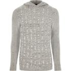 River Island Mens Rib And Cable Knit Muscle Fit Hoodie