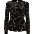 River Island Womens Metallic Velvet Puff Sleeve Top
