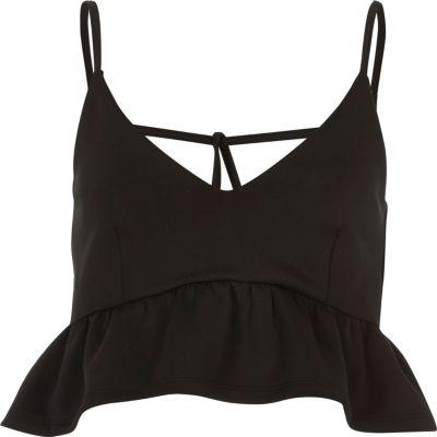River Island Womens Peplum Cross Back Cami Crop Top