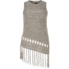 River Island Womens Knitted Fringed Asymmetric Vest