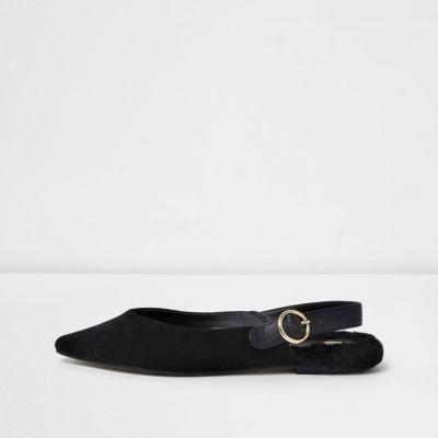 River Island Womens Slingback Pointed Fur Back Shoes