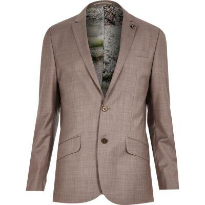 River Island Mens Print Lined Wool-blend Slim Jacket