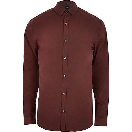 River Island Mens Rust Long Sleeve Shirt