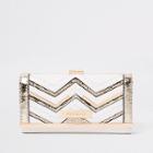 River Island Womens White Metallic Cutabout Clip Top Purse