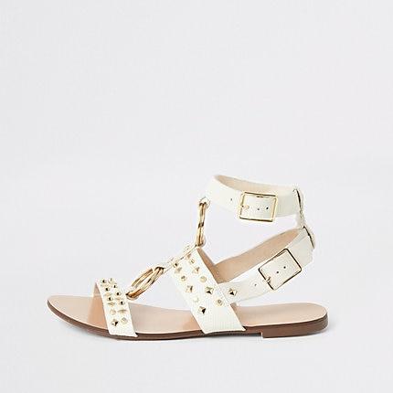 River Island Womens White Studded Gladiator Sandals