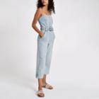 River Island Womens Bandeau Belted Denim Jumpsuit