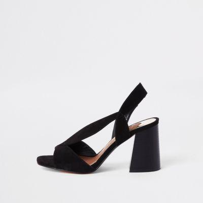 River Island Womens Wide Fit Asymmetric Flare Heel Sandals