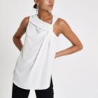 River Island Womens White Knot Front Sleeveless Top