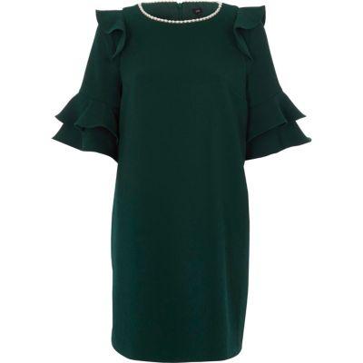 River Island Womens Frill Faux Pearl Neck Swing Dress