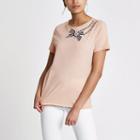 River Island Womens Rhinestone Bow Trim T-shirt