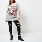 River Island Womens Plus Floral Print Ring Choker T-shirt