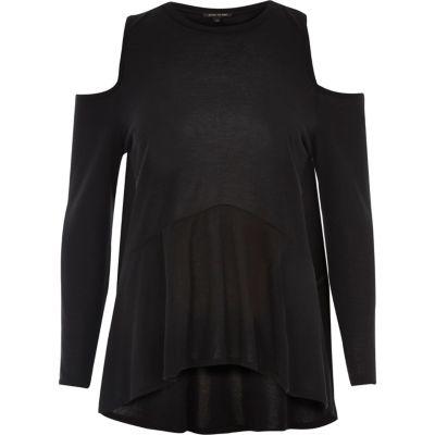 River Island Womens Cold Shoulder Soft Peplum Top