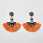 River Island Womens Faux Pearl Raffia Fan Drop Earrings