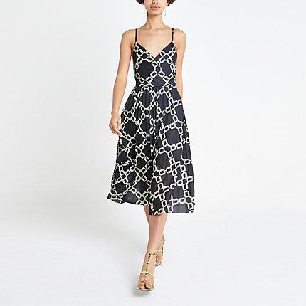River Island Womens Chain Print Pleated Wrap Dress