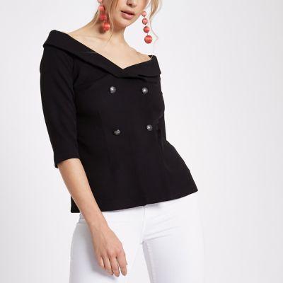 River Island Womens Double Breasted Bardot Top