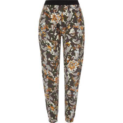 River Island Womens Camo And Floral Print Jersey Joggers
