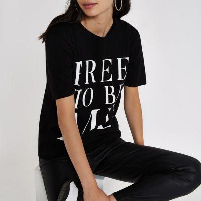 River Island Womens 'free To Be Me' Print T-shirt