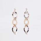 River Island Womens Gold Tone Diamante Pave Oval Drop Earrings