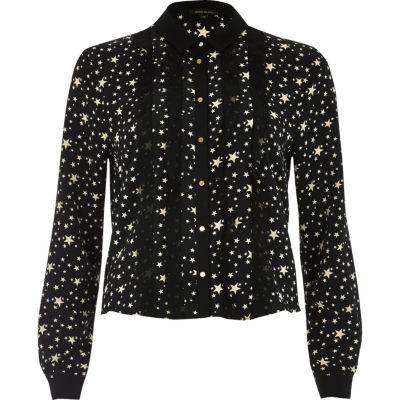 River Island Womens Star Print Frill Front Shirt
