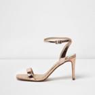 River Island Womens Gold Barely There Strappy Court Heel Sandals