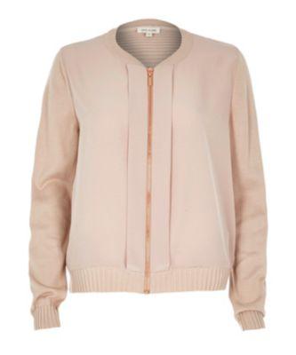 River Island Womens Nude Woven Front Bomber Jacket