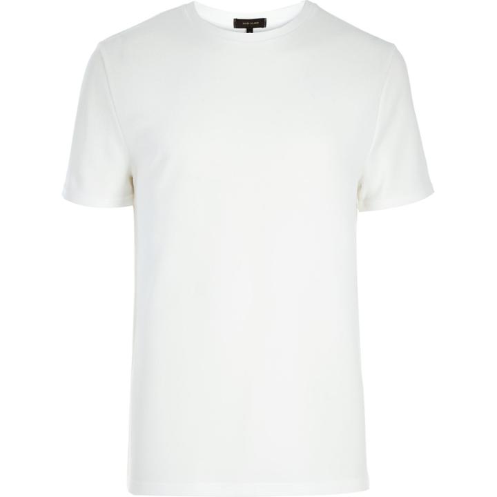 River Island Menswhite Ripple Textured T-shirt
