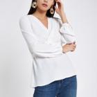 River Island Womens White Cross Front Tie Back Blouse