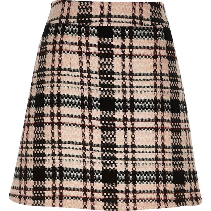 River Island Womens Check A-line Mini Skirt