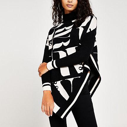 River Island Womens Ri Print High Neck Cape Jumper