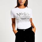 River Island Womens White Printed Diamante Tassel T-shirt