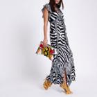 River Island Womens Animal Print Frill Wrap Maxi Dress