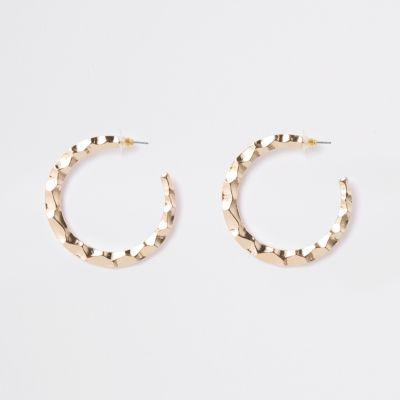 River Island Womens Gold Tone Large Flat Hoop Earrings