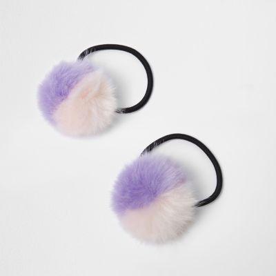 River Island Girls Two Tone Pom Pom Hair Tie Pack