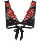 River Island Womens Floral Embroidered Triangle Bikini Top